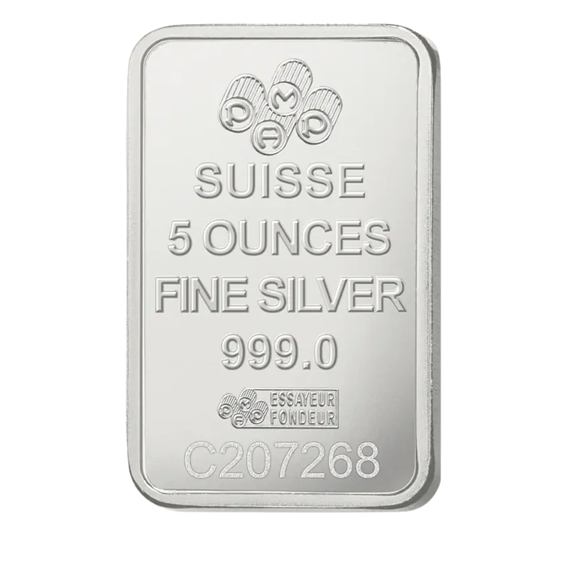 Lingote de plata PAMP Suisse · 5 onzas